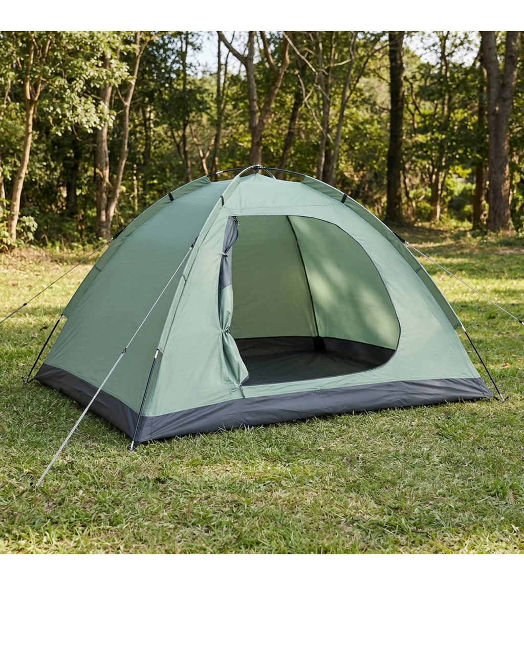 Livx 2-Person Dome Camping Tent 210 x 150 cm Sage and Charcoal - Lifestyle view
